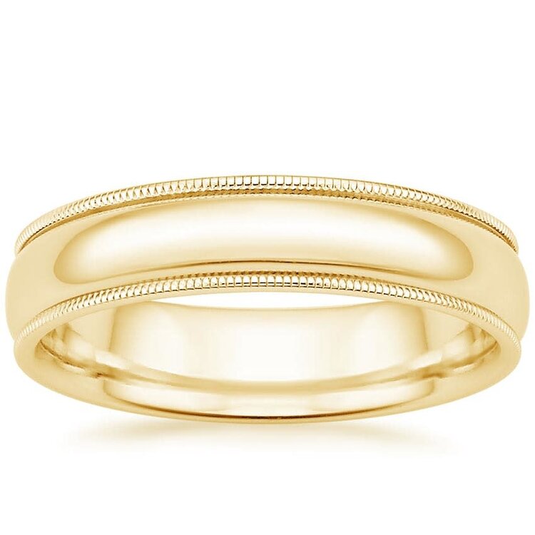 475040 14K YELLOW GOLD MILGRAIN EDGES HIGH POLISH WEDDING BAND 3.85MM
