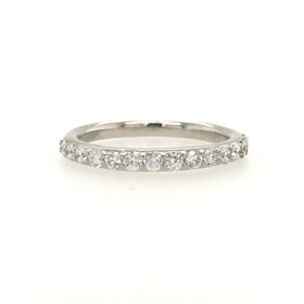 475028 PLATINUM .35TCW DIAMOND PAVE SET THIN WEDDING BAND