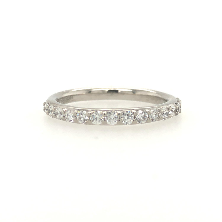 475028 PLATINUM .35TCW DIAMOND PAVE SET THIN WEDDING BAND