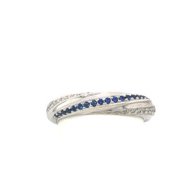 41153 18K WHITE GOLD SAPPHIRE DIAMOND TWISTED DESING RING