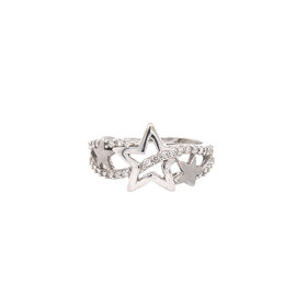 40314 14K WHITE GOLD .28TCW DIAMOND 3 STAR RING