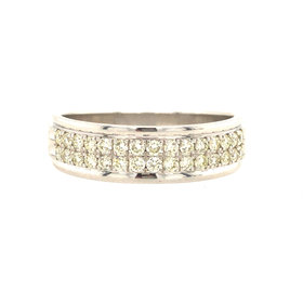 475022 10K WHITE GOLD .50TCW DIAMOND TWO ROW WIDE BAND SIZE 10