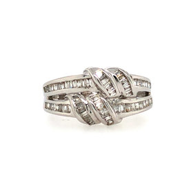 40946 14K WHITE GOLD .60TCW BAGUETTE DIAMOND SPLIT SHANK WRAP RING