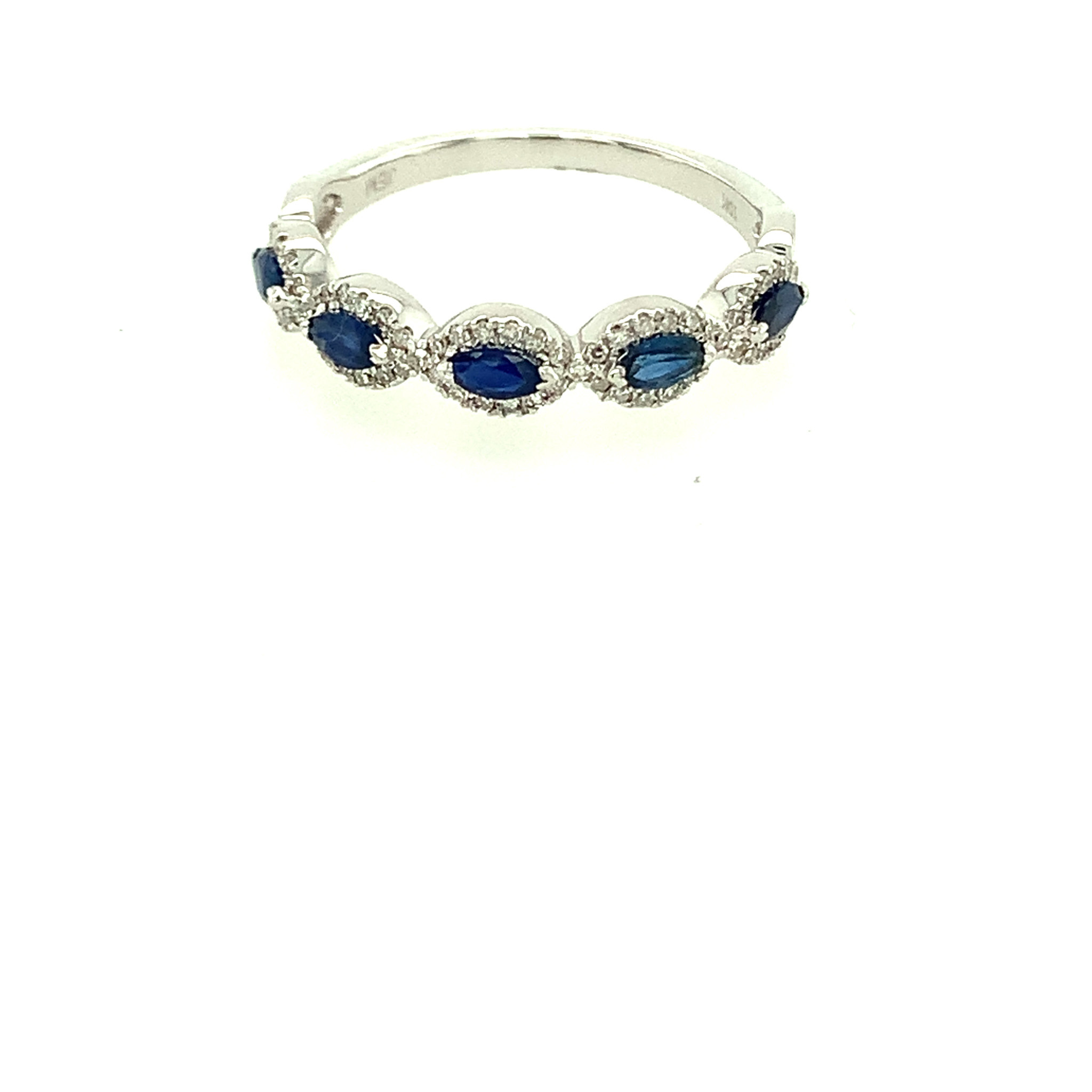 40041 10K WHITE GOLD SAPPHIRE MARQUIS HALO BAND