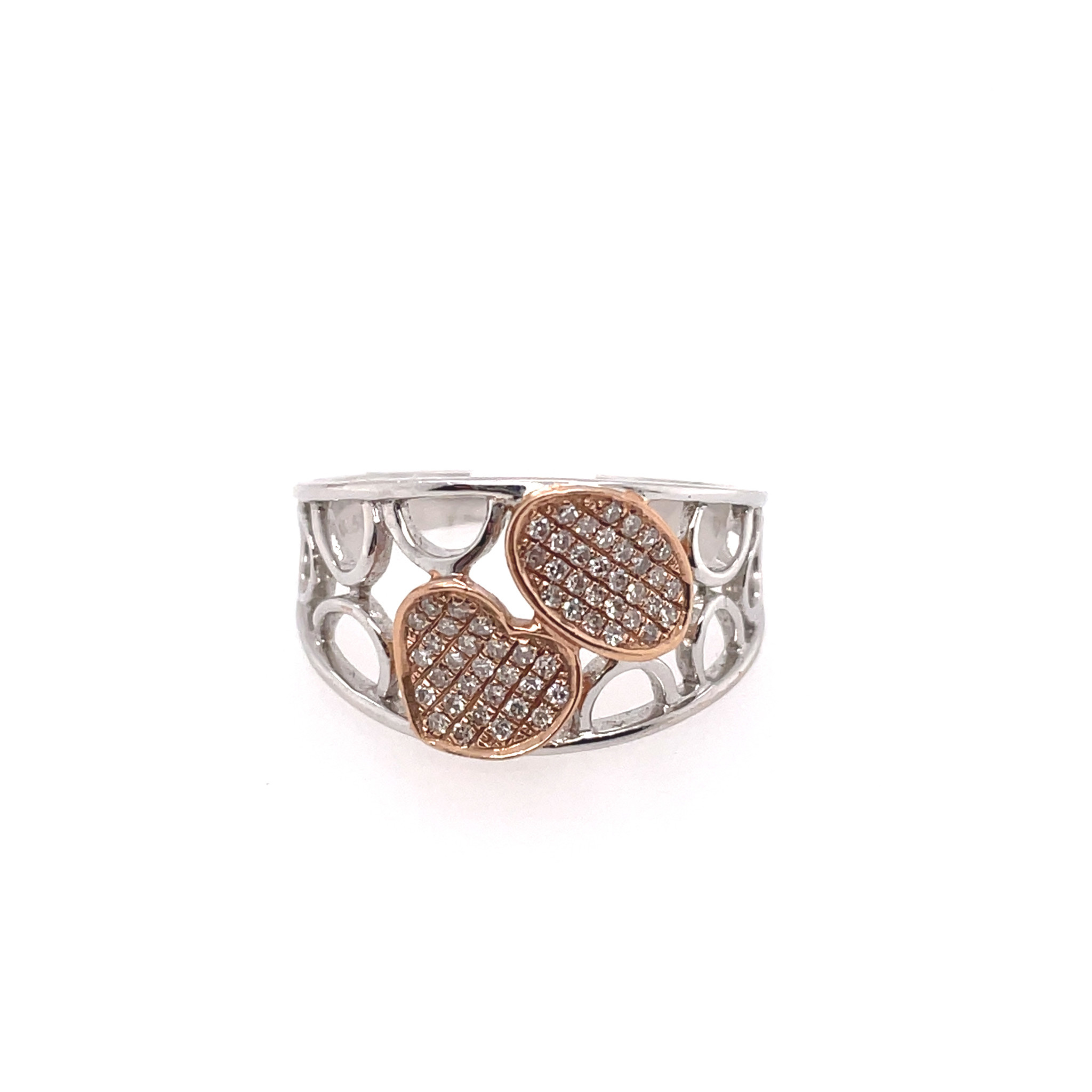 45200 14K 2 TONE .30TCW DIAMOND HEART OPEN DESIGN RING