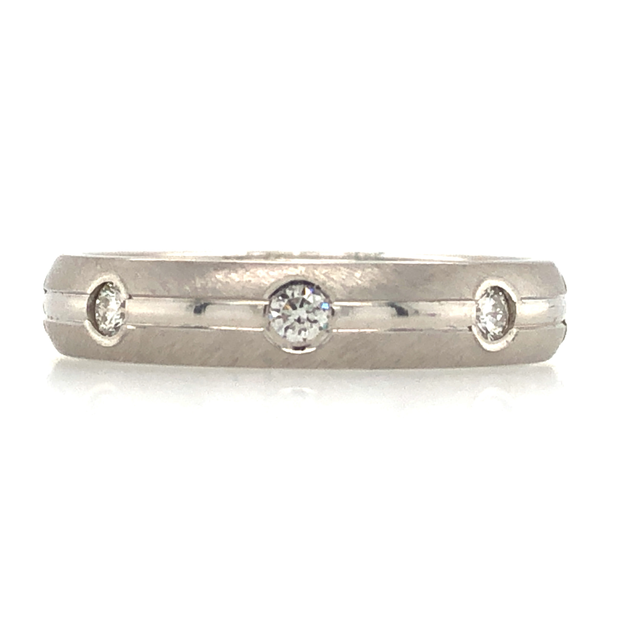 475247 14K WHITE GOLD BEZEL SET DIAMOND BRUSH FINISHED WEDDING BAND