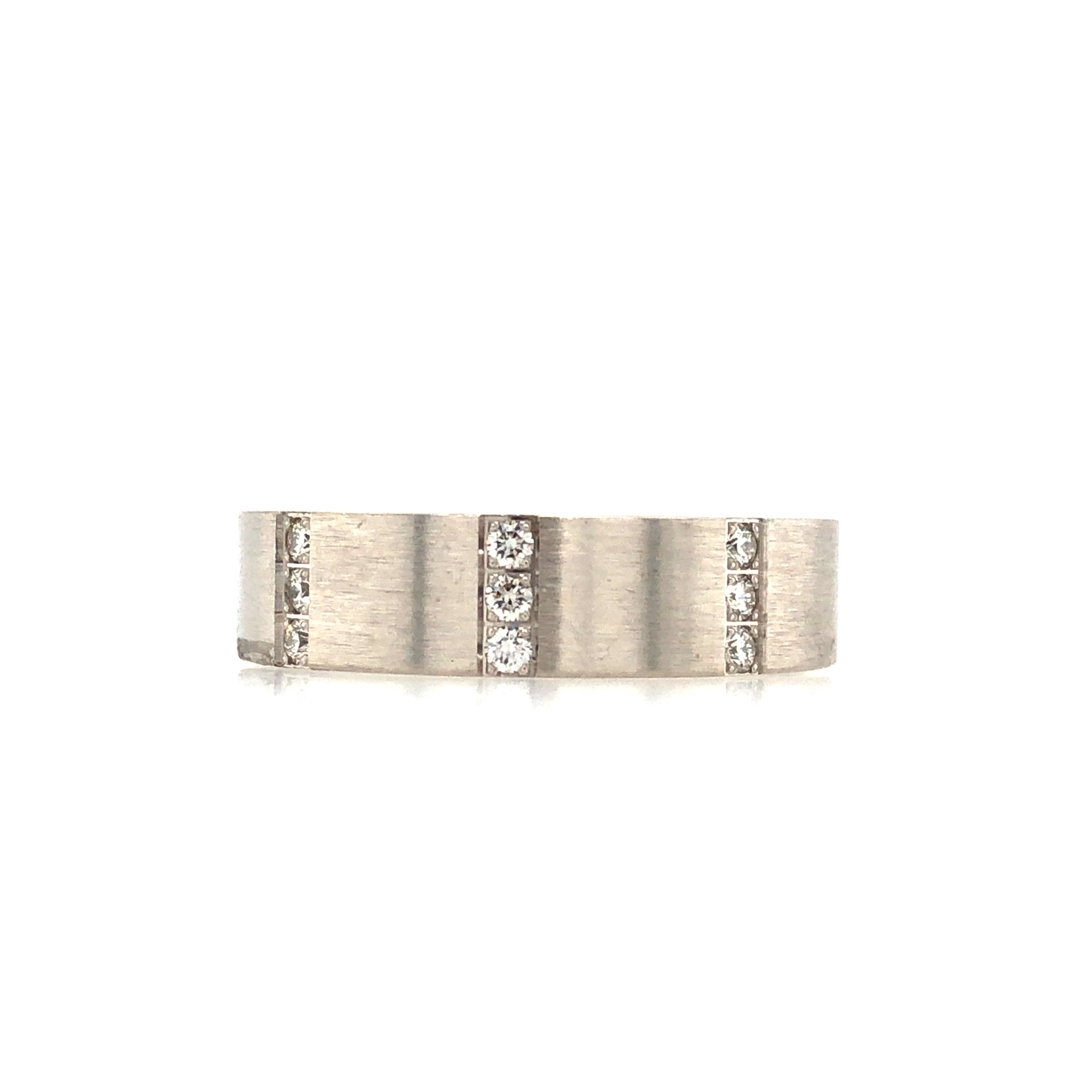 475171 14K WHITE GOLD 6MM BAND WITH .48TCW TRIPLE DIAMOND STRIPES ETERNITY WEDDING BAND