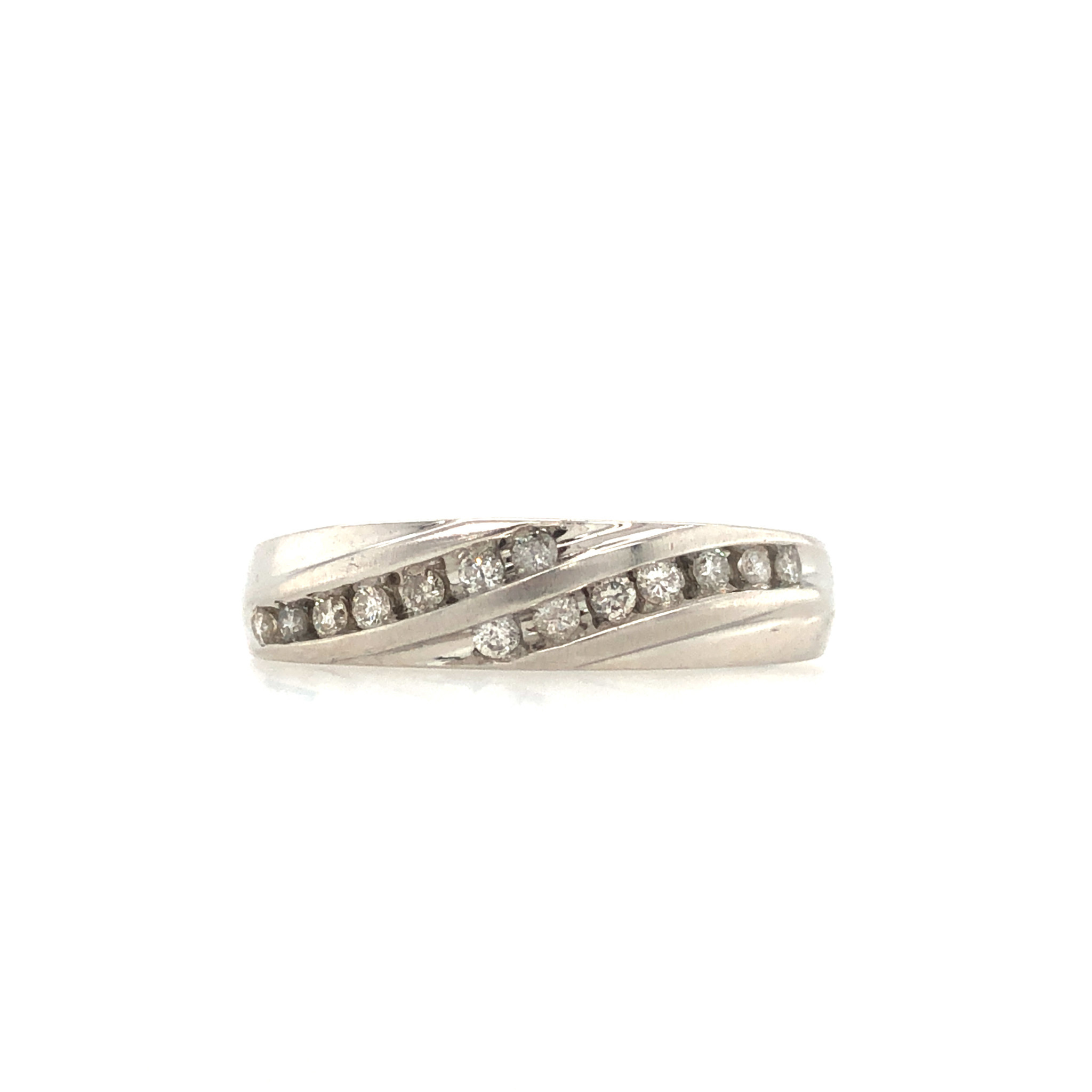 475374 14K WHITE GOLD .42TCW DIAMOND WAVE BYPASS DESIGN WEDDING BAND