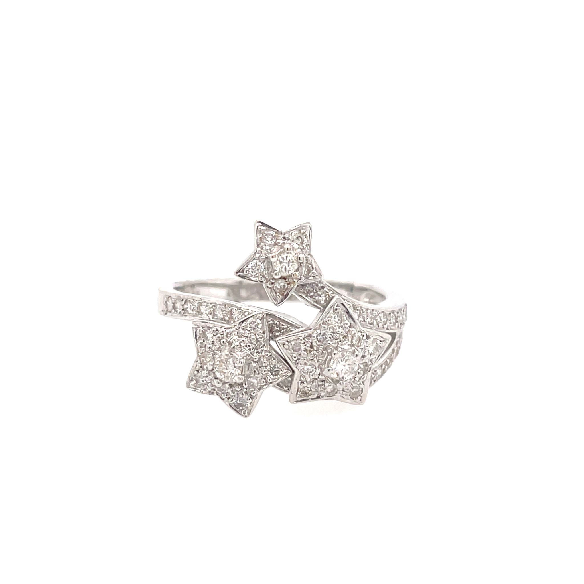 40613 18K WHITE GOLD .50TCW DIAMOND TRIO MOVING STARS RING
