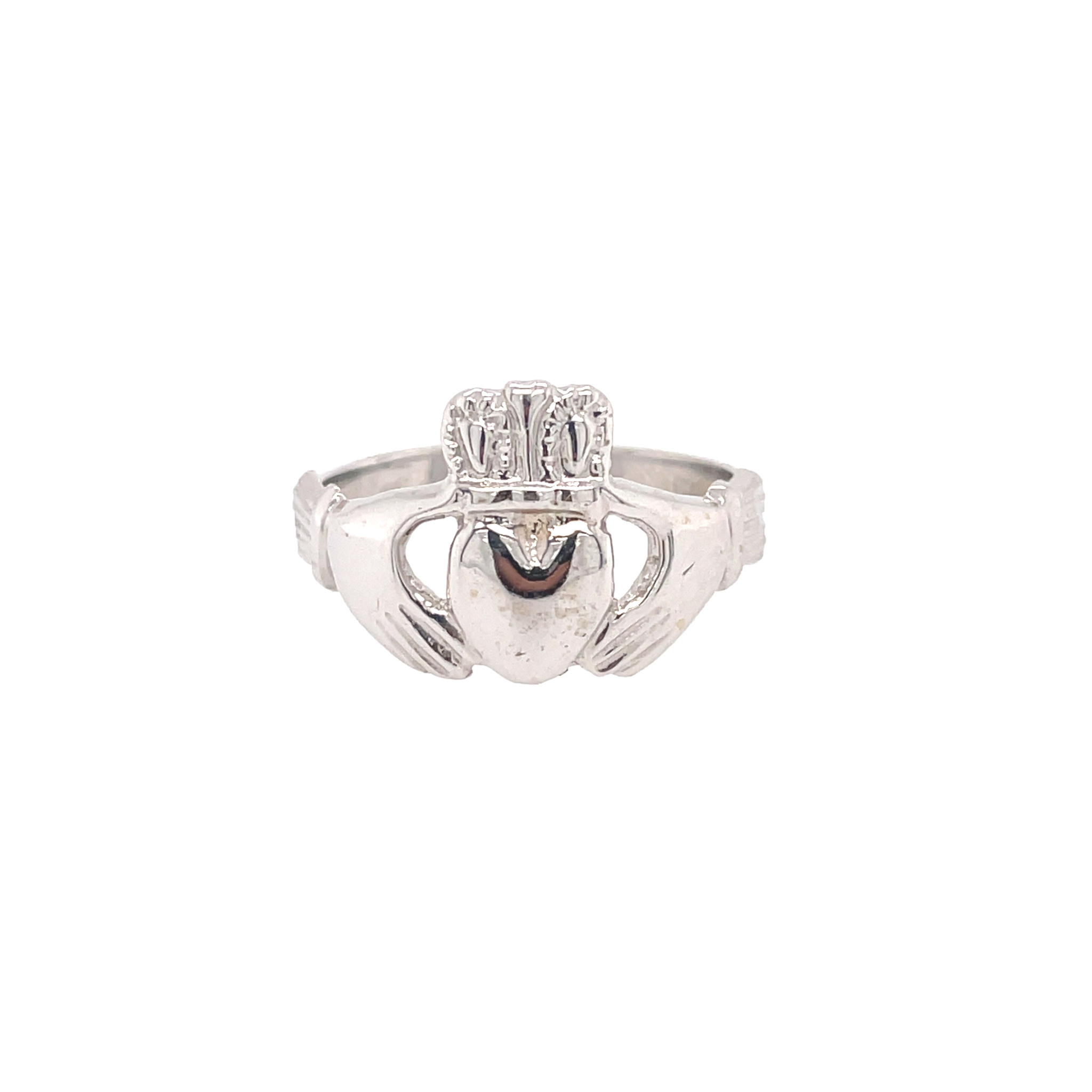40787 14K WHITE GOLD PLAIN CLADDAGH LADIES RING