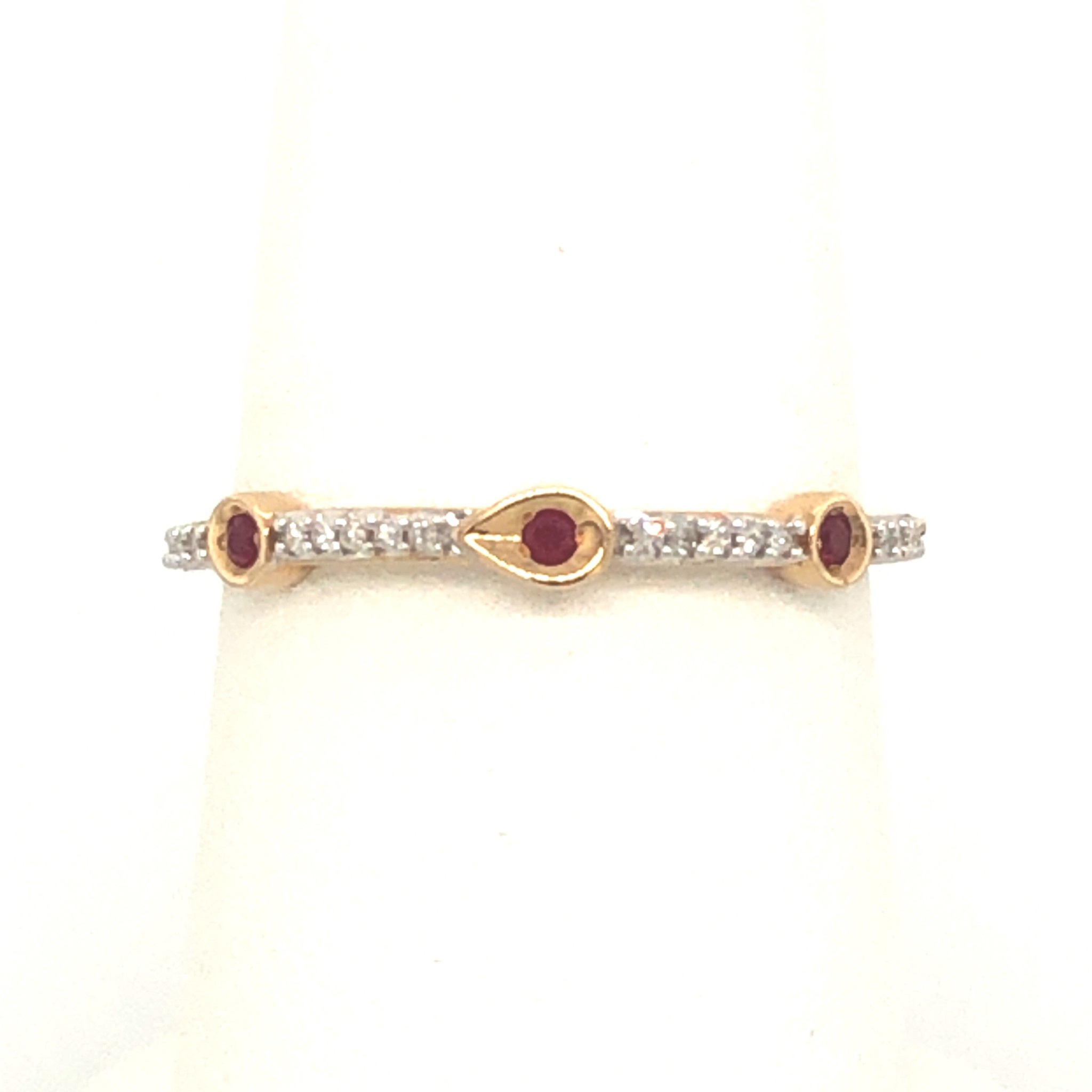 41169 14K WHITE GOLD .15TCW DIAMOND AND RUBY STACKABLE RING