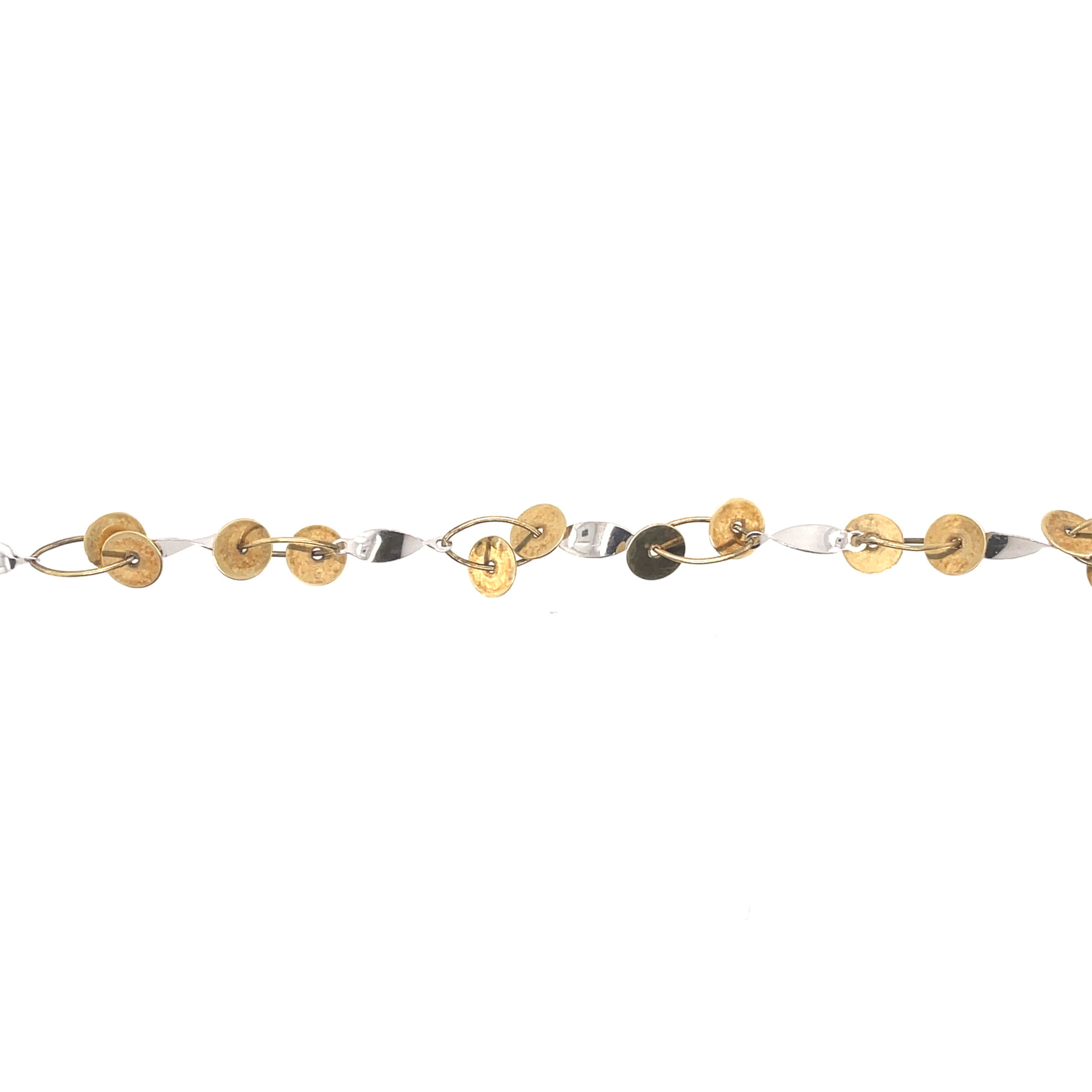 20145 14K 2 TONE ROUND FLAT DISC LINK ANKLET