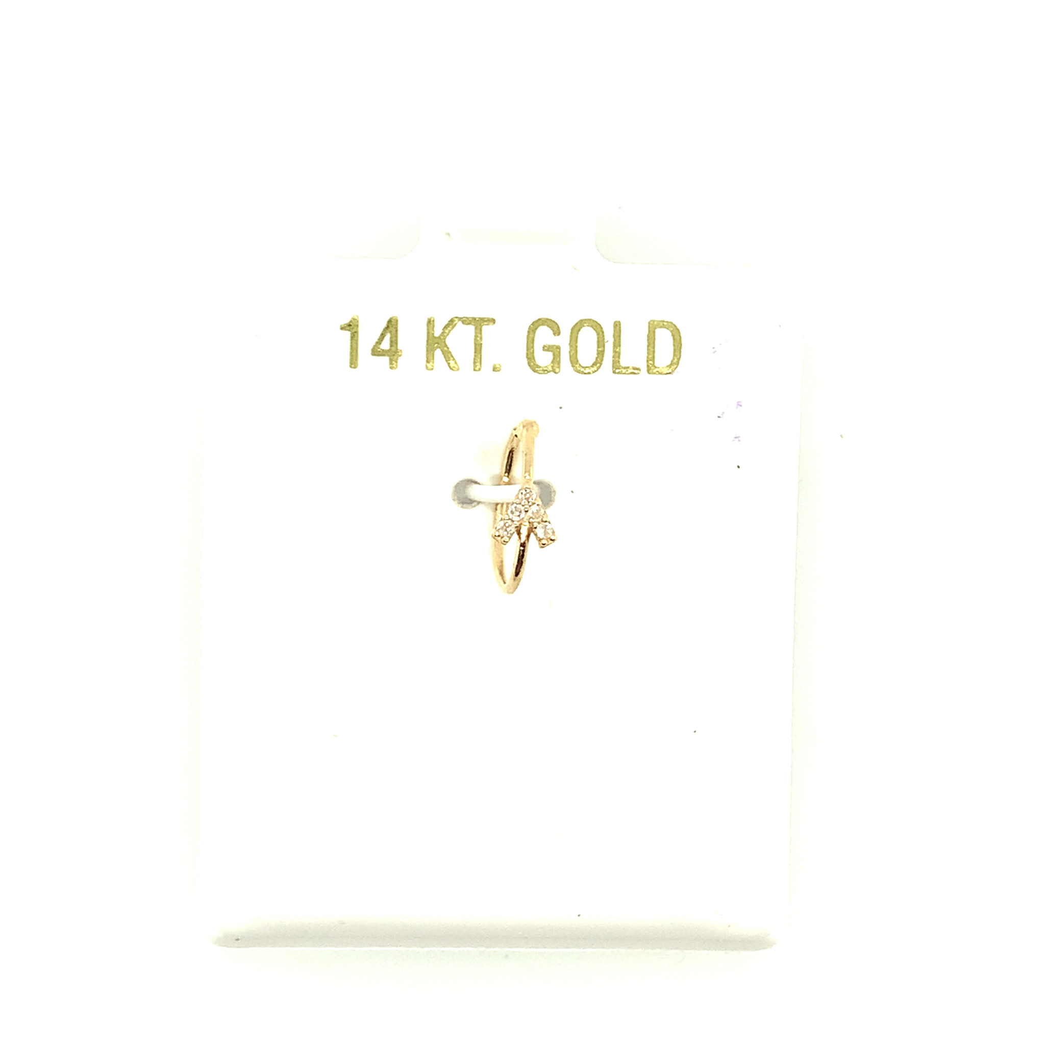 30153 14K YELLOW GOLD CUBIC ZIRCONIA ARROW HOOP NOSE RING