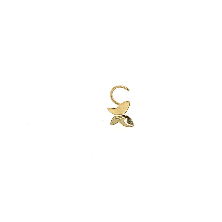 30165 14K YELLOW GOLD MIRROR BUTTERFLY HOOK NOSE RING