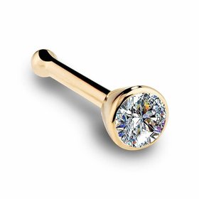 30182 14K YELLOW GOLD BEZEL SET DIAMOND 2MM NOSE STUD