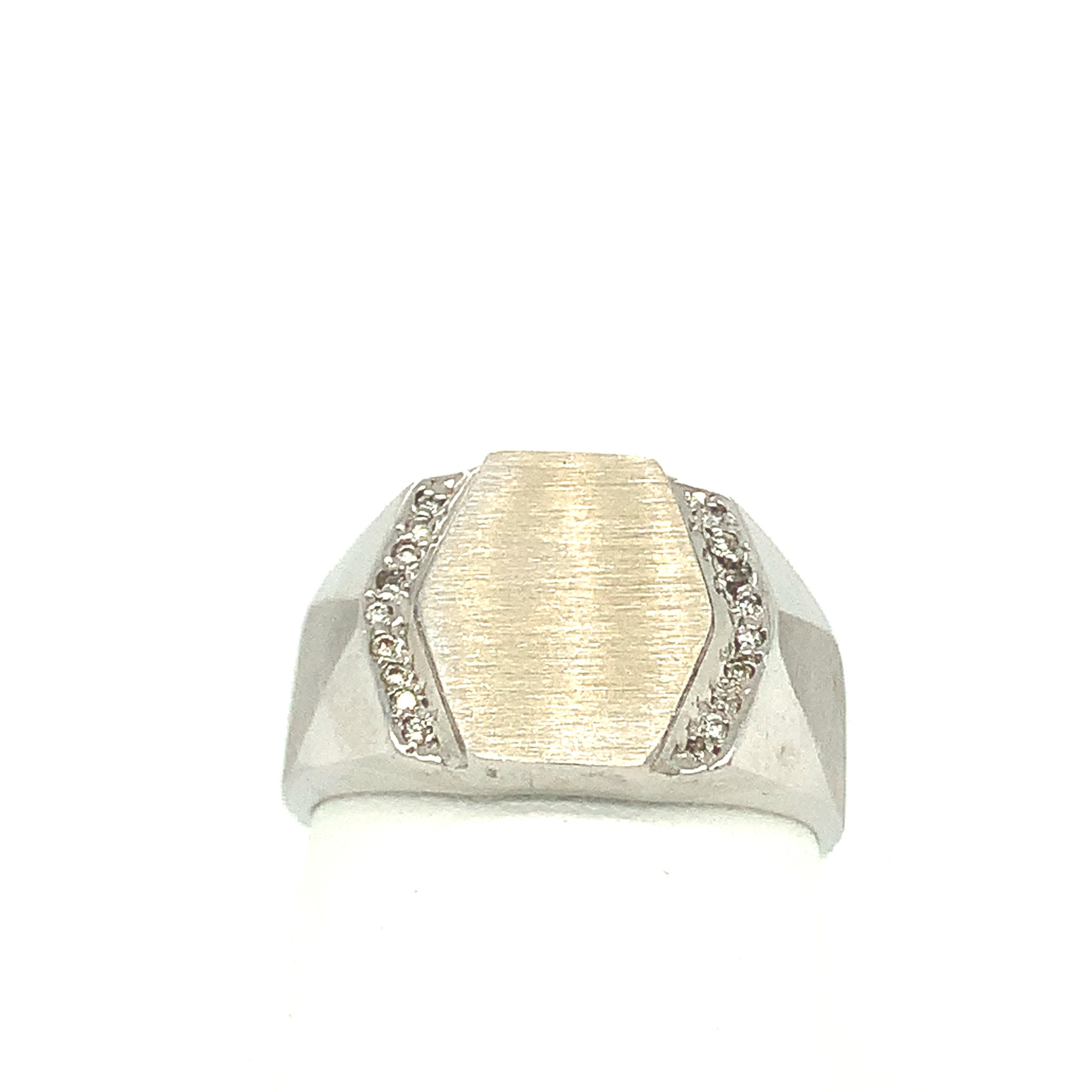 45136 14K WHITE GOLD ARROW EDGE DIAMOND MATT FINISH MENS RING