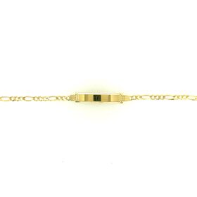 20350 14K YELLOW GOLD 7" 3.20MM FIGARO LINK  NAME ID 6.15MM BAR  BRACELET