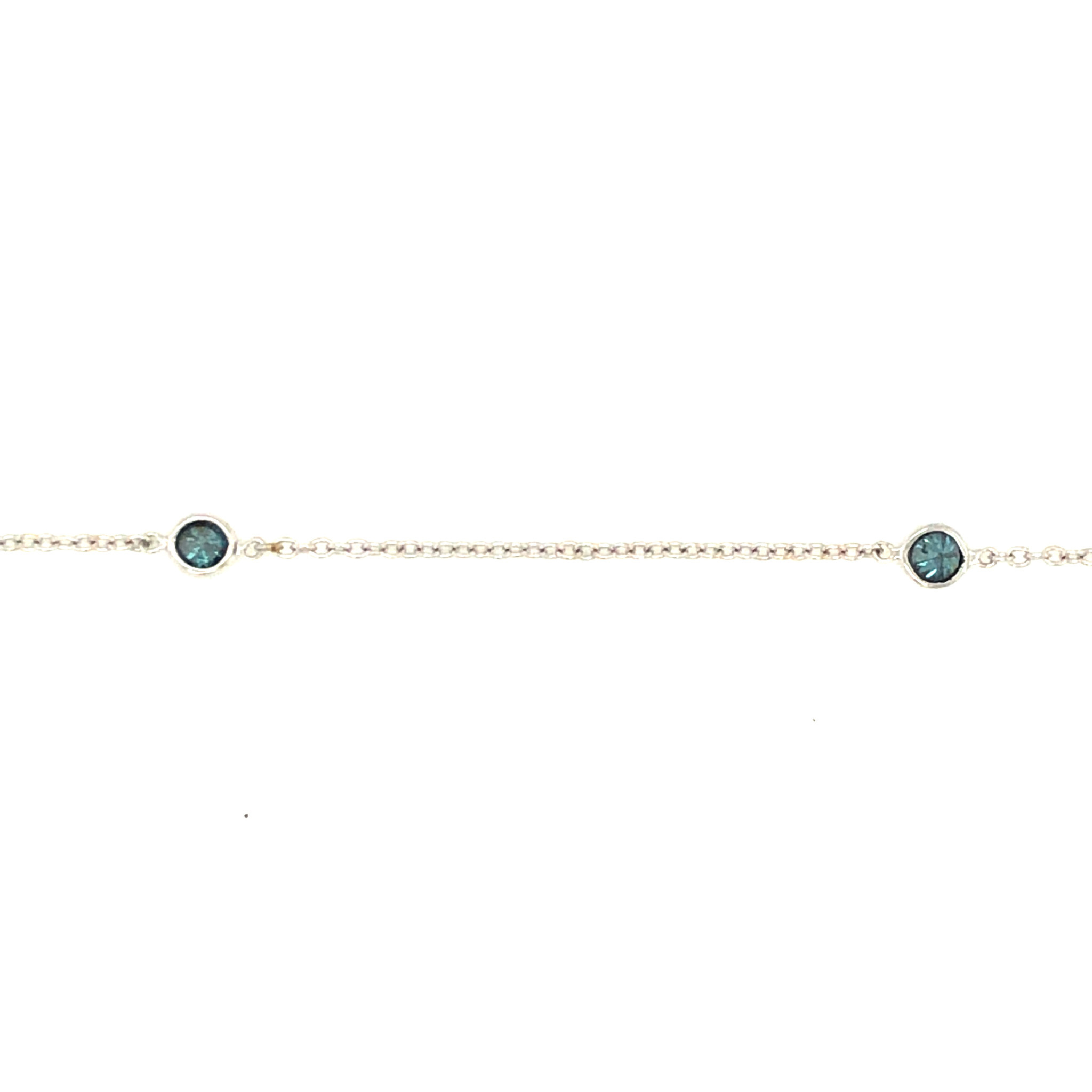 20930 14K WHITE GOLD .75TCW BLUE DIAMOND BY THE YARD BRACELET