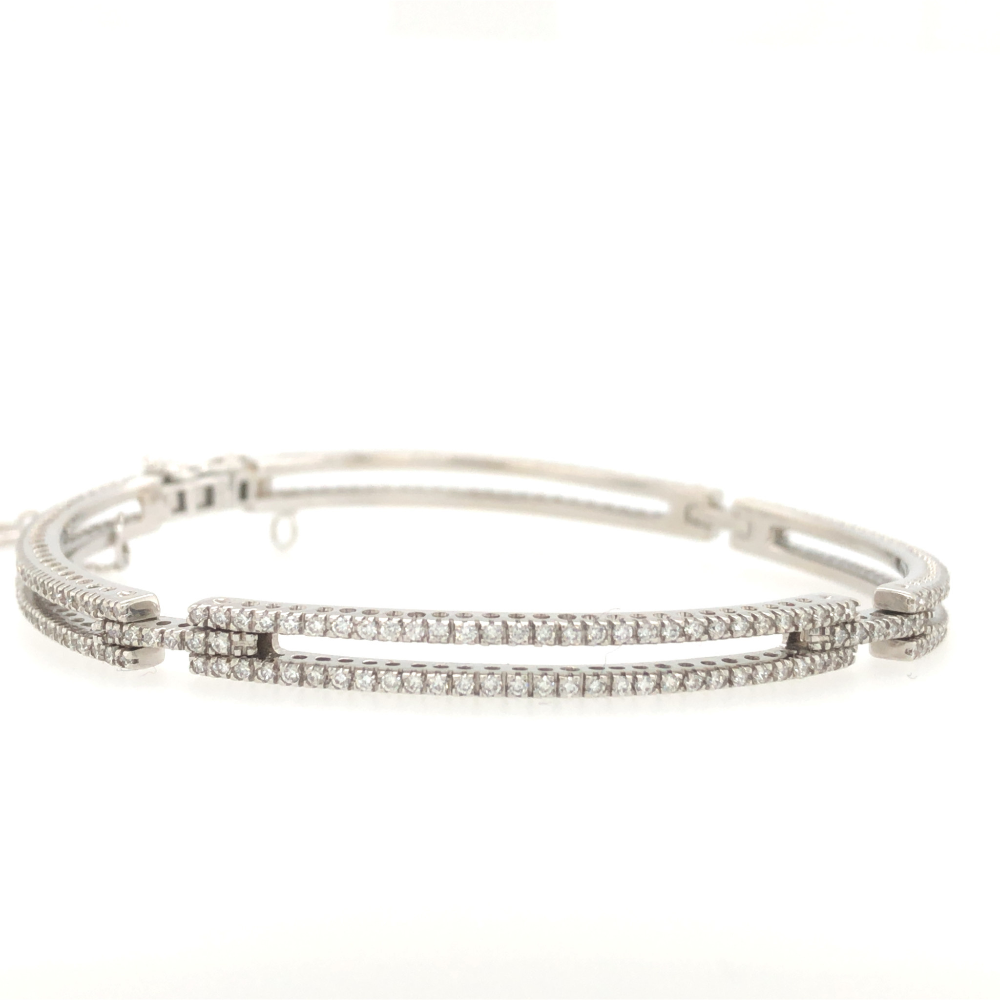 20268 18K WHITE GOLD 1.26CT DIAMOND PAVE SET SPLIT BAR BRACELET