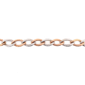 20480 14K 2 TONE OPEN MARQUIS TEXTURED LINK BRACELET