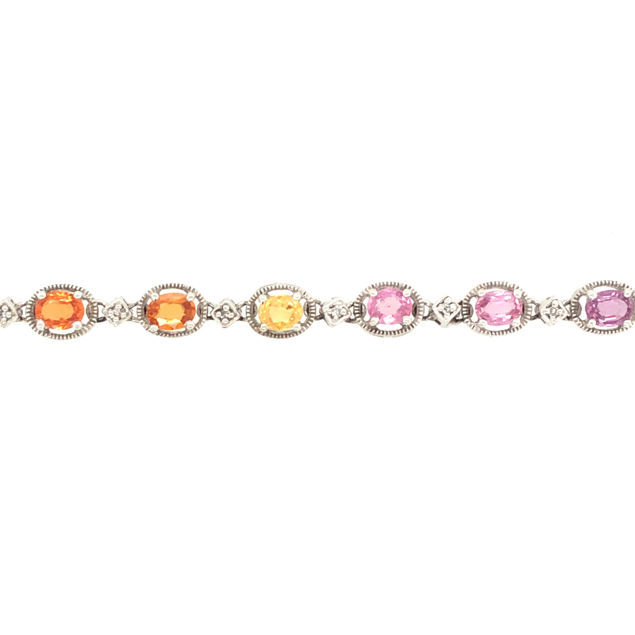 20101 14K WHITE GOLD OVAL MULTI GEMSTONE COLORED DIAMOND LINK BRACELET 20101 14K WHITE GOLD OVAL MULTI GEMSTONE COLORED DIAMOND LINK BRACELET