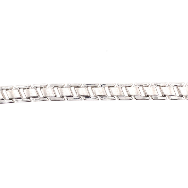 20922 14K WHITE GOLD SATIN HIGH POLISH FINISH ACUTRON DESIGN BRACELET