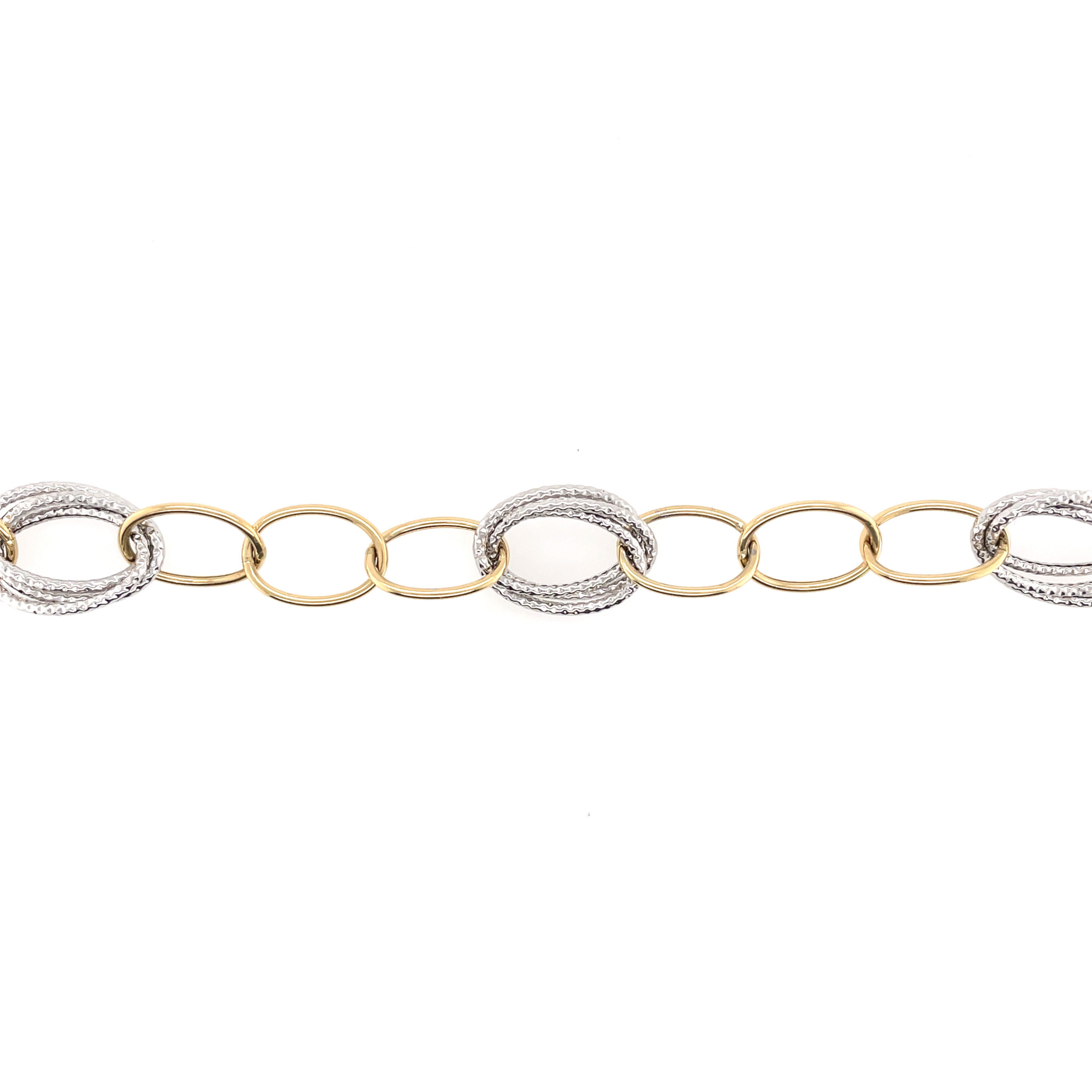 20120 14K 2 TONE LARGE OPEN OVAL LINK BRACELET