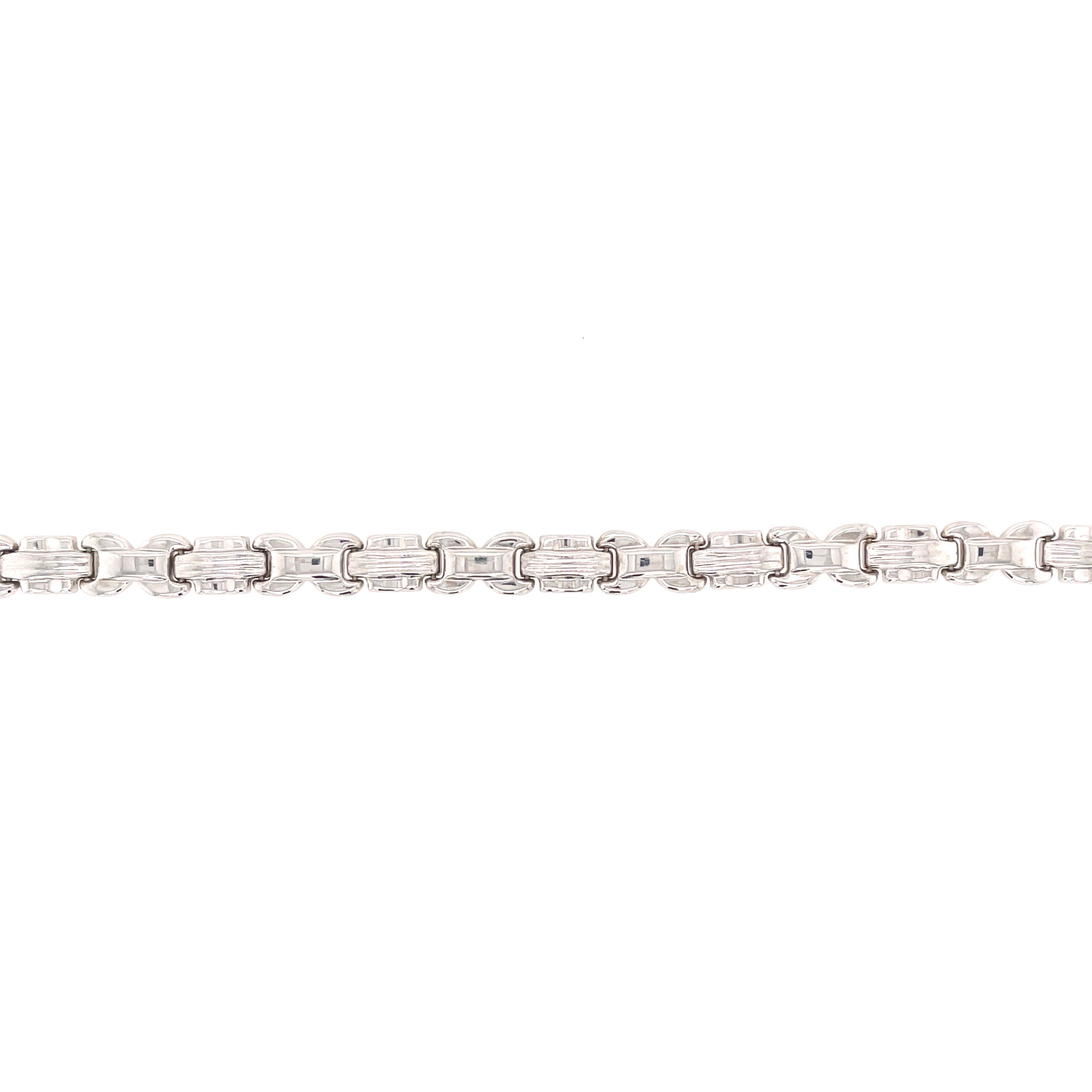 20093 14K WHITE GOLD X BAR STAMPATO LINK BRACELET