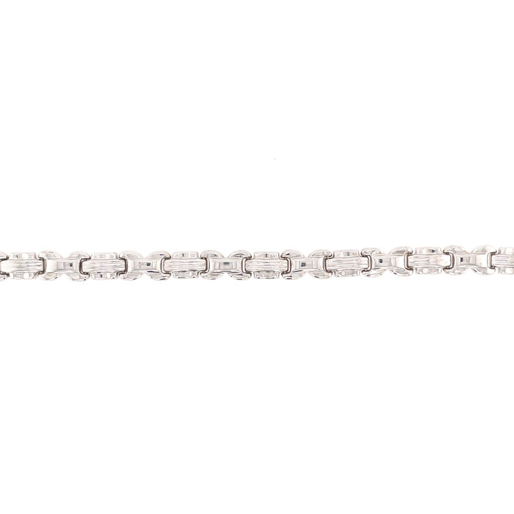 20093 14K WHITE GOLD X BAR STAMPATO LINK BRACELET
