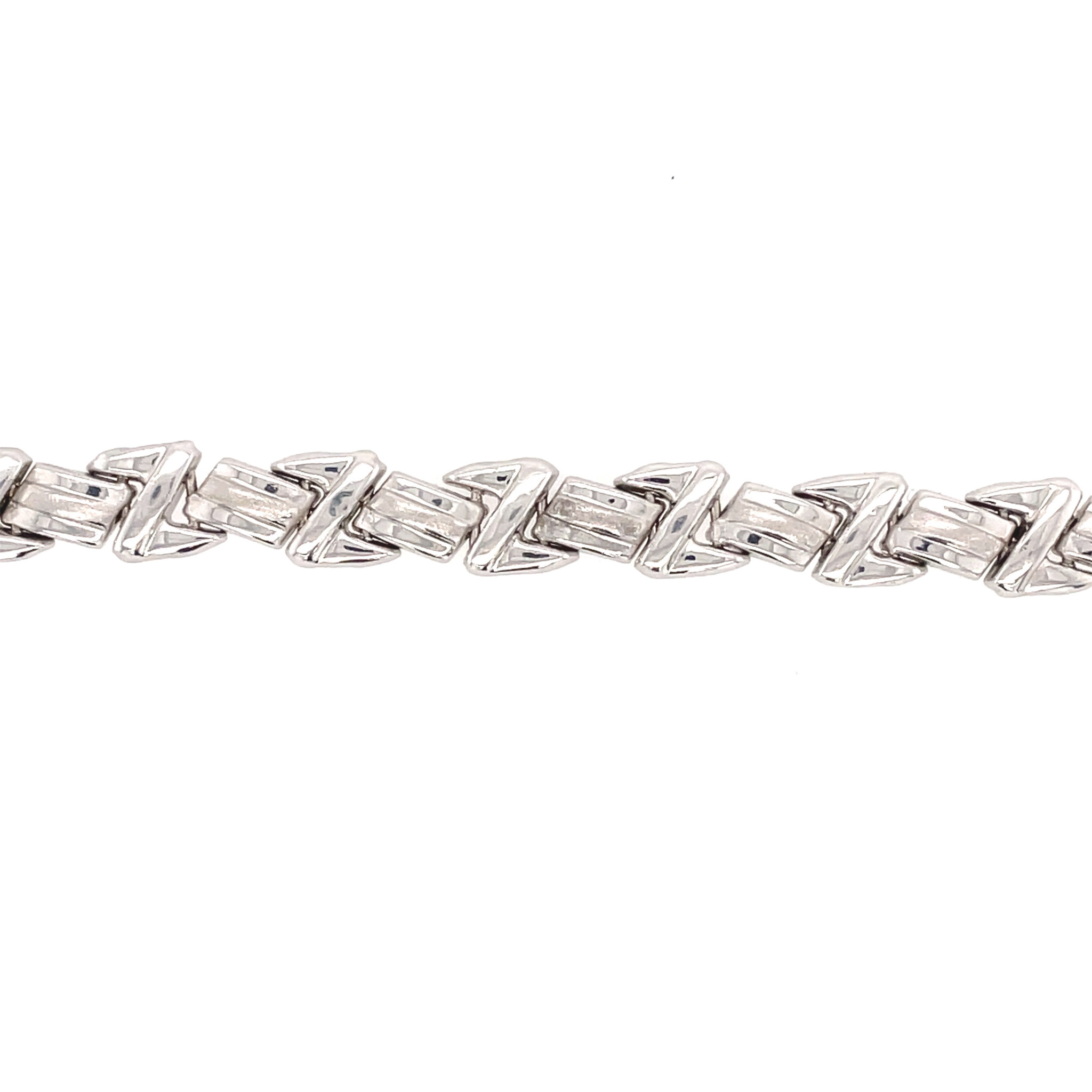 20092 14K WHITE GOLD Z AND RECTANGLE LINK HOLLOW BRACELET
