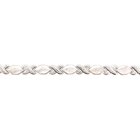 20039 14K WHITE GOLD DIAMOND CUT X AND O  BRACELET