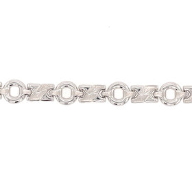 20461 14K WHITE GOLD X AND O STARBURST DIAMOND CUT DESIGN BRACELET