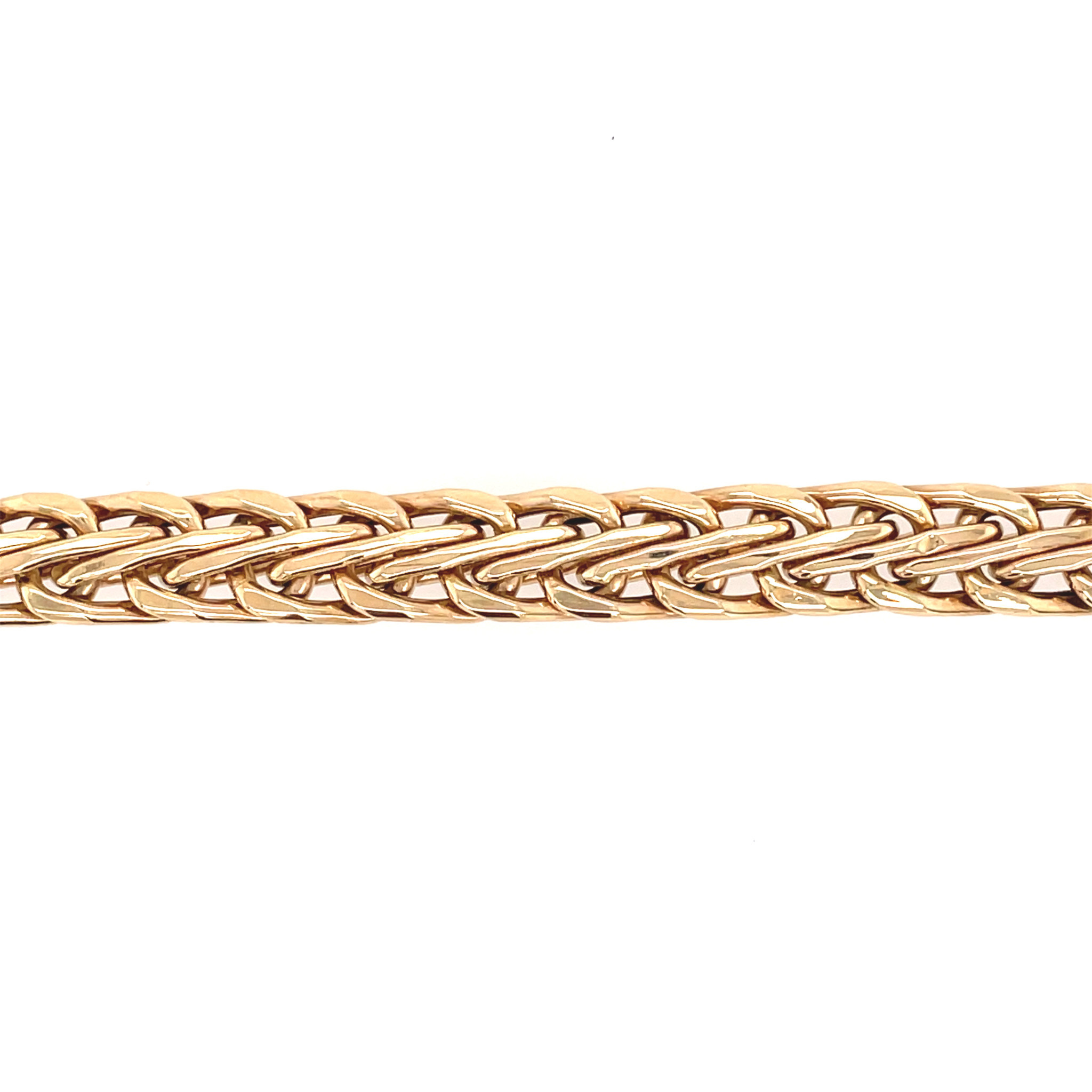 20506 14K YELLOW GOLD SEMI HOLLOW FLAT SPIGA LINK BRACELET