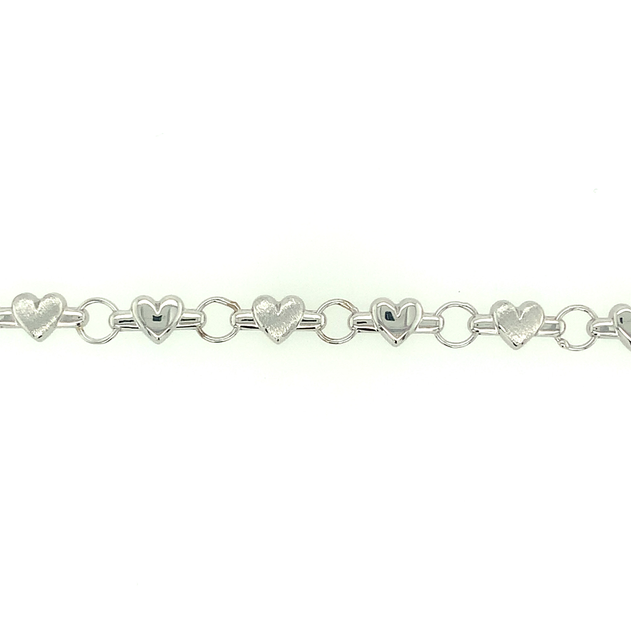 20851 14K WHITE GOLD 7” PUFFY HEART LINK BRACELET