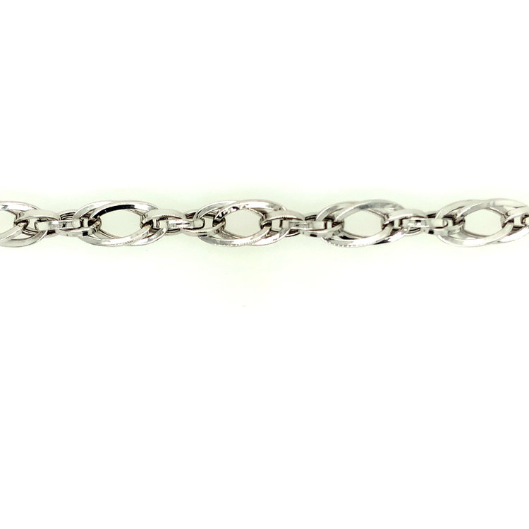 20036 14K WHITE GOLD DOUBLE OPEN OVAL LINK BRACELET
