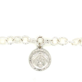 81181 STERLING SILVER ROLO BRACELET WITH MIRACULOUS MEDAL