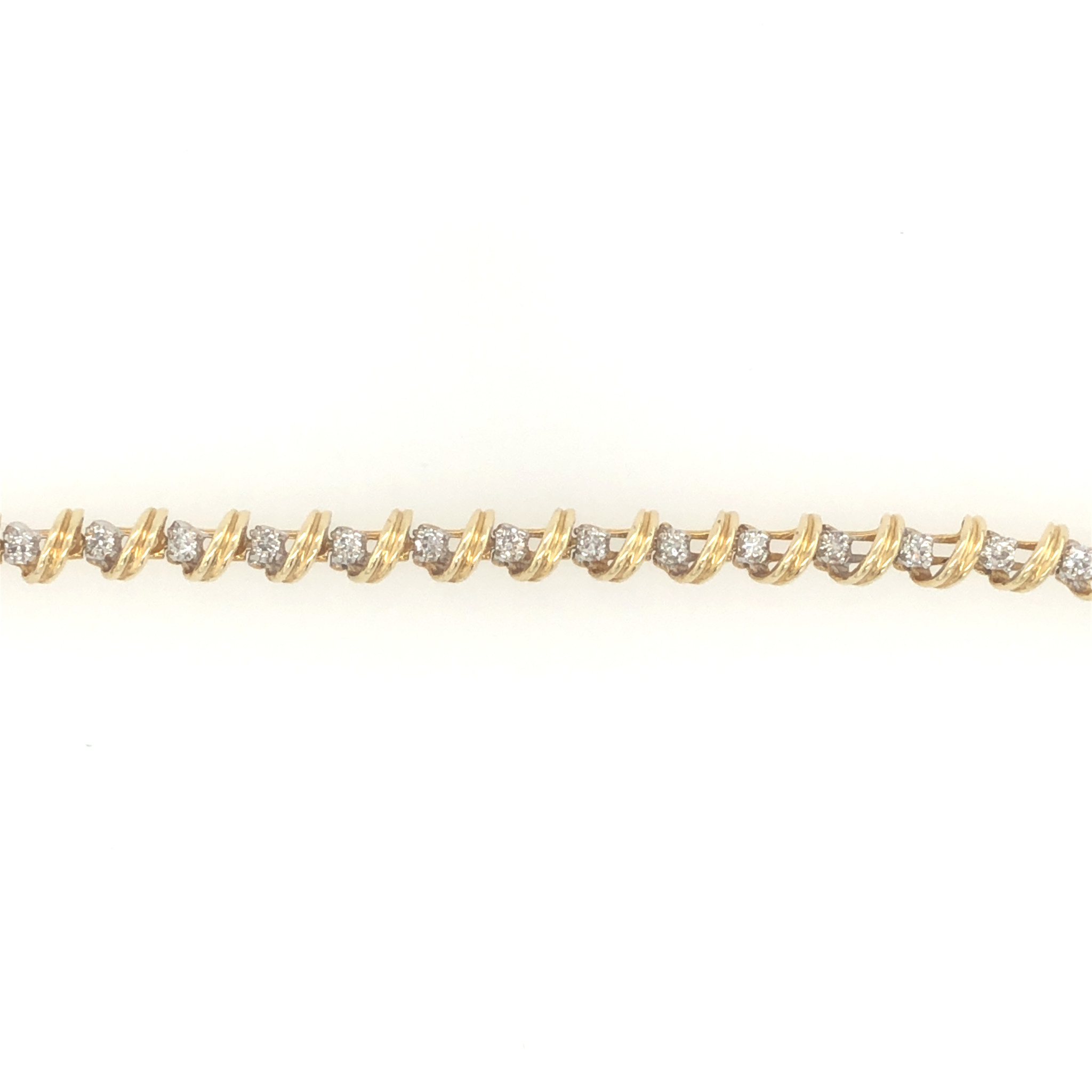20886 14K YELLOW GOLD DIAMOND SPIRAL DESIGN TENNIS BRACELET