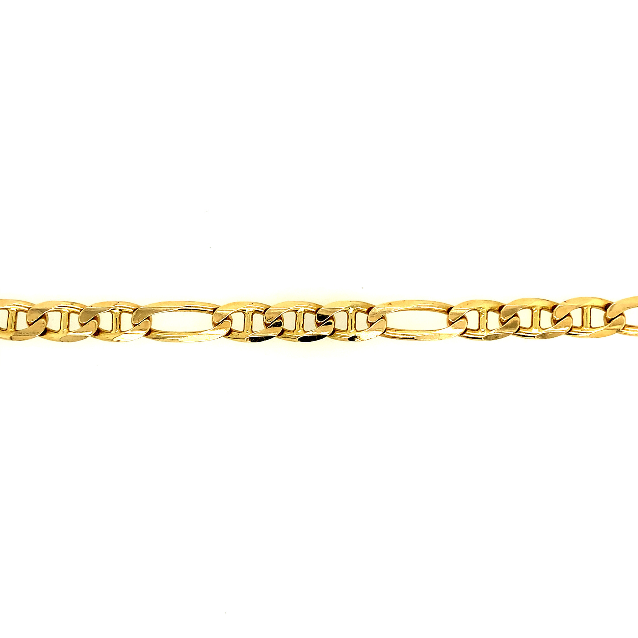 25064 14K YELLOW GOLD FIGARO AND GUCCI LINK MENS BRACELET
