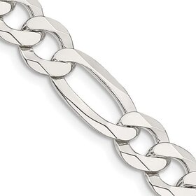 25017 14K WHITE GOLD 8" 4.85MM  FIGARO LINK MENS BRACELET