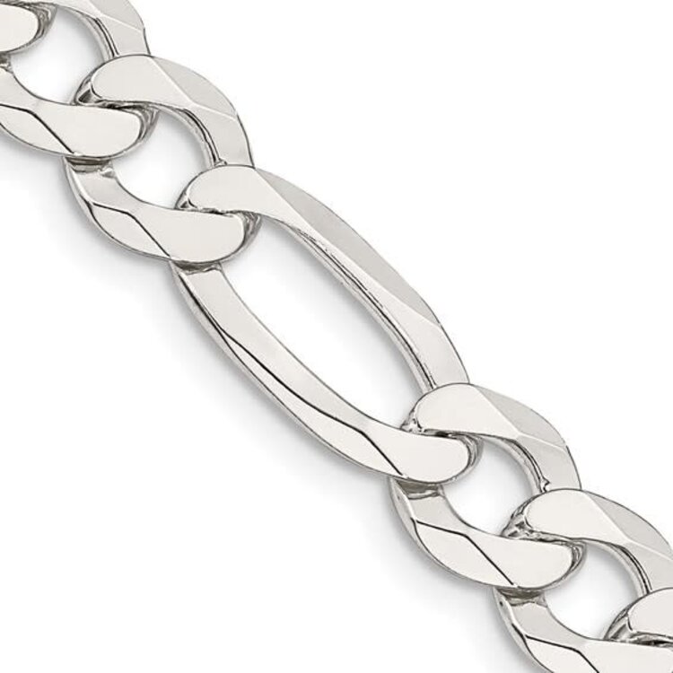 25017 14K WHITE GOLD 8" 4.85MM  FIGARO LINK MENS BRACELET