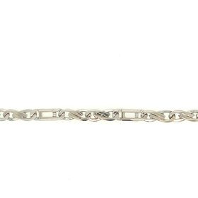 25016 14K WHITE GOLD 4.9MM FIGURE 8 BOX LINK MENS BRACELET