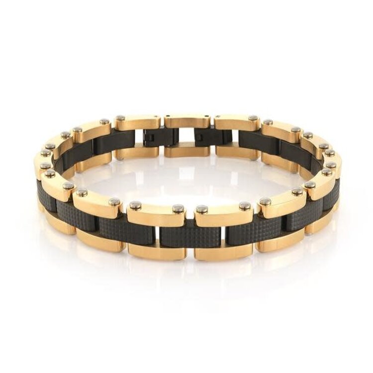 smb447Ion Plated Stainless Steel Polished Studded Bracelet