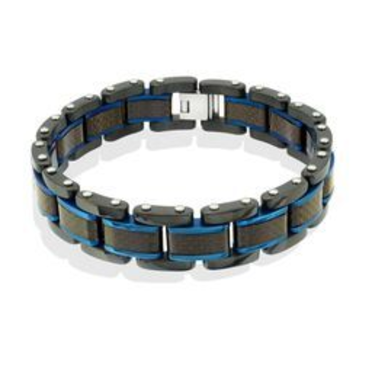 SMB146 BLK-BLUE-IP S.STEEL POLISHED-BRUSHED CARBON-FIBRE 8"+5"-EXT