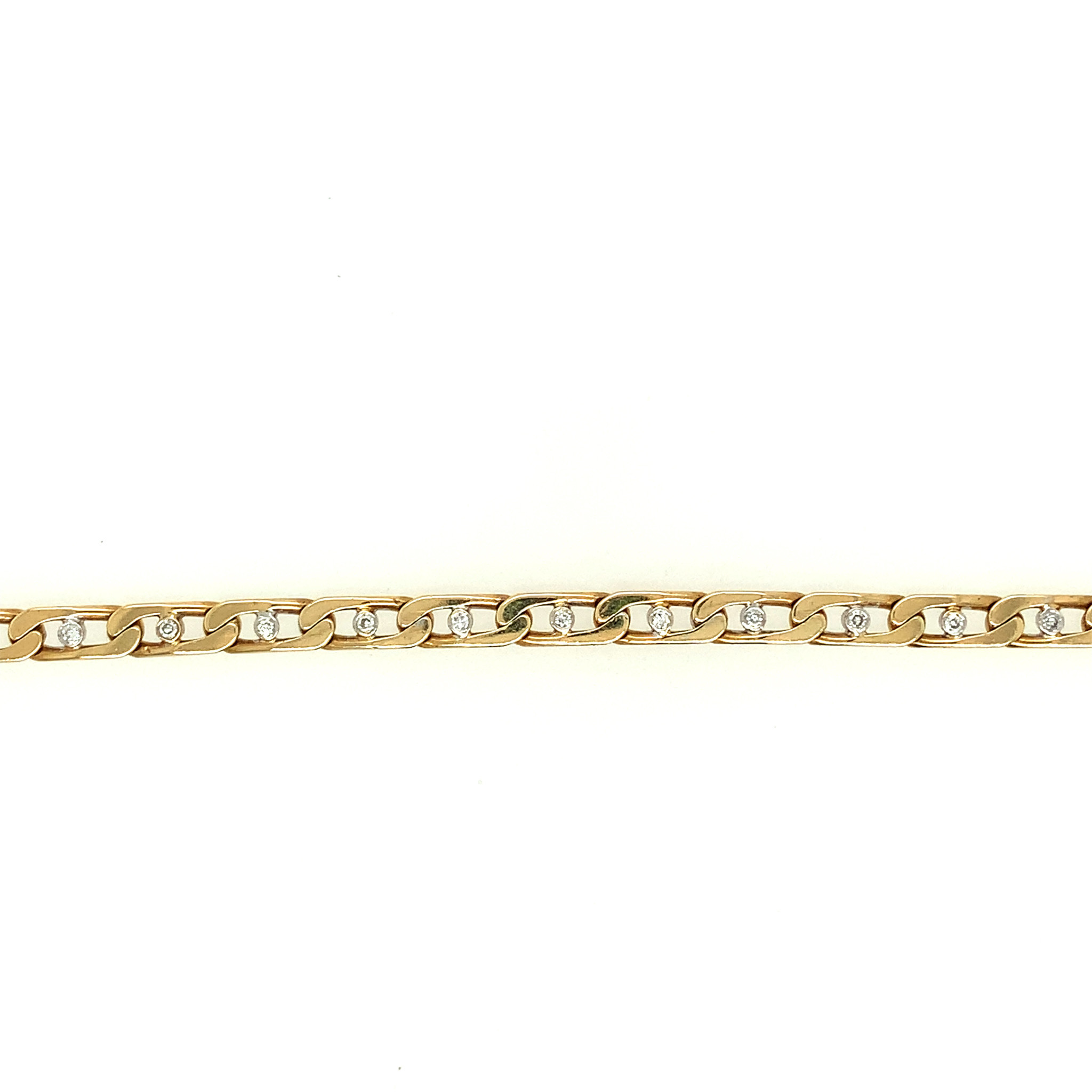 25032 14K YELLOW GOLD .30TCW DIAMOND TIGER EYE LINK MENS BRACELET