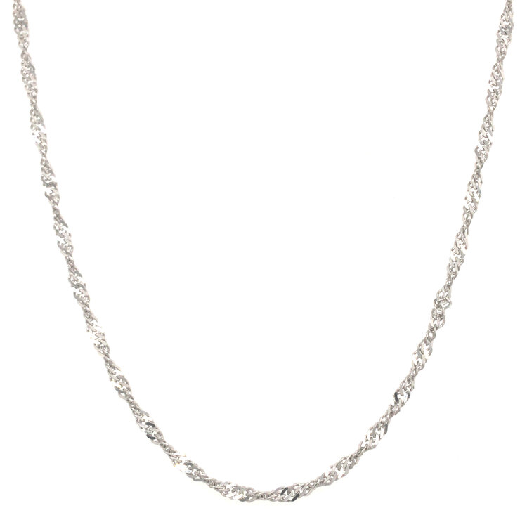 50028 14K WHITE GOLD 18" SINGAPORE LINK CHAIN