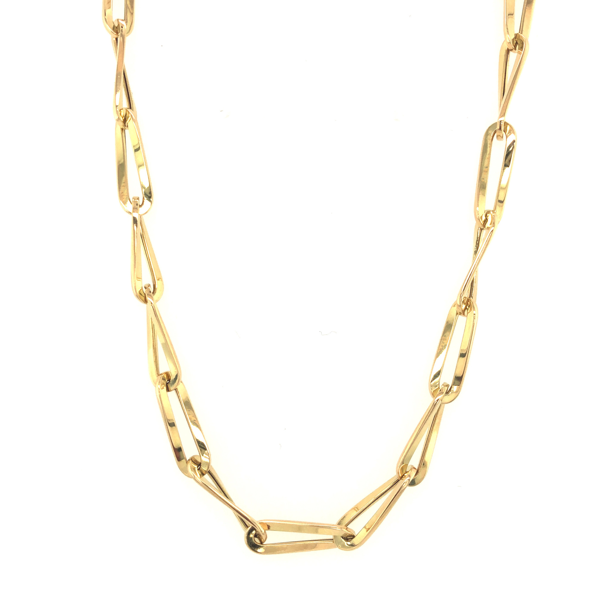 51099 14K YELLOW GOLD 16" WAVY PAPER CLIP LINK CHAIN
