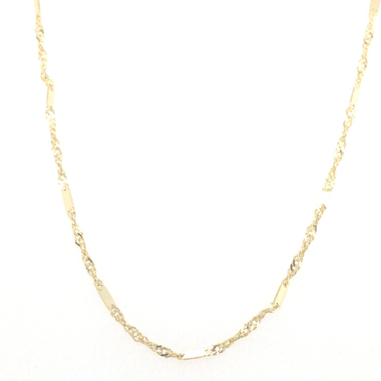 50022 14K YELLOW GOLD 20" SINGAPORE BAR LINK CHAIN