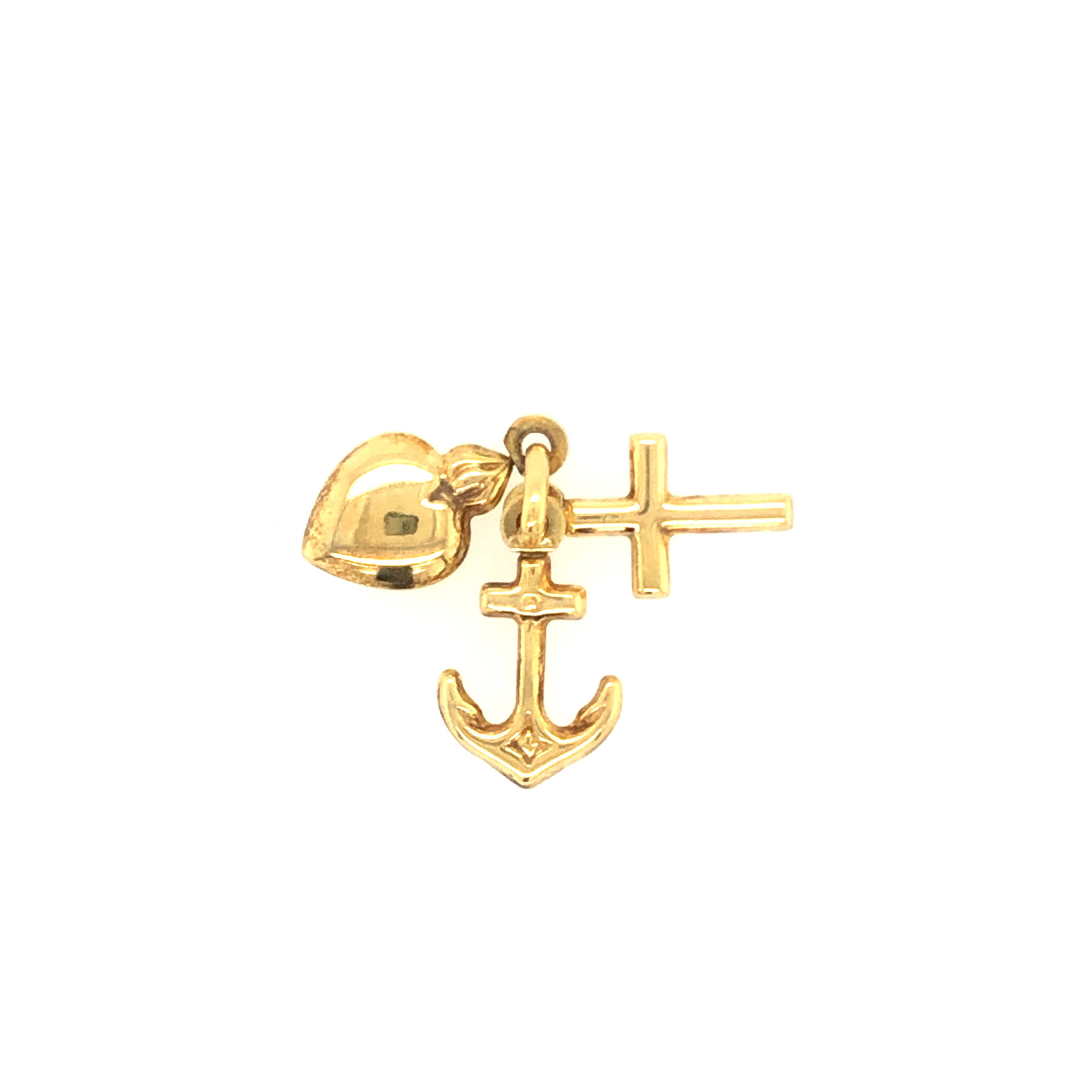 77118 14K YELLOW GOLD FAITH HOPE AND CHARITY CHARM