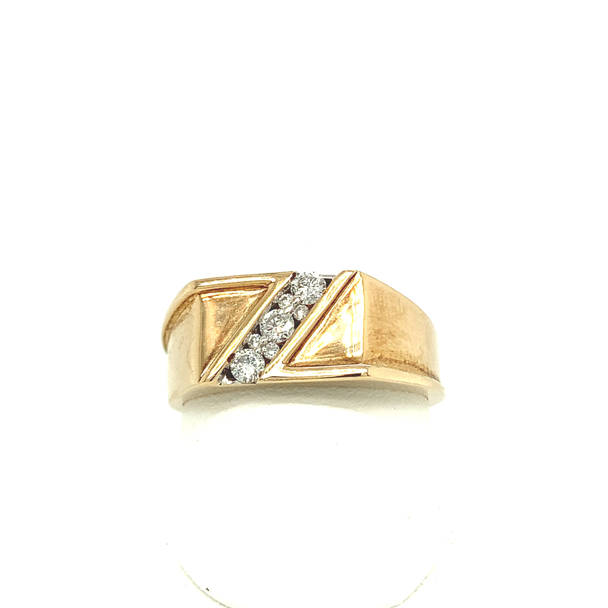 45126 10K YELLOW GOLD RECTANGLE CHANNEL SET DIAMOD MENS RING