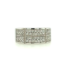 457639 14K WHITE GOLD .95TCW 4 ROW DIAMOND MENS RING